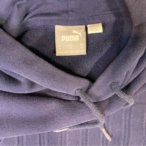 Puma Navy Blue Cotton Fleece  Hooded Sweatshirt, Size M - Picture 3 of 8